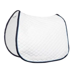 TuffRider Basic All Purpose Pad With Trim And Piping -Farm housse 100558 JPC TuffRider.Basic .AllPurpose.Saddle.Pad .Trim Piping White.Navy .LightBlue Side