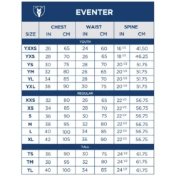 Tipperary Eventer Safety Vest -Farm housse 1015 Eventer Stock Size Chart