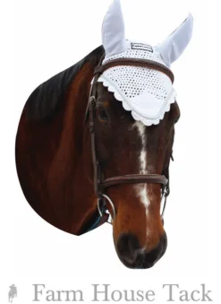 Equine Couture Fly Bonnet With Silver Rope -Farm housse 110744 white front 3 1 86032.1498250690.1280.1280