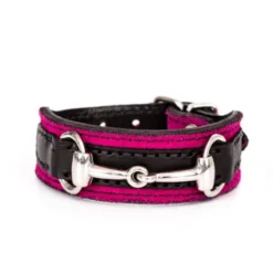 Perri's Padded Bit Bracelet -Farm housse 120 Perris Padded.Bit .Bracelet Pink.Blk .Leath Silver.Bit Front