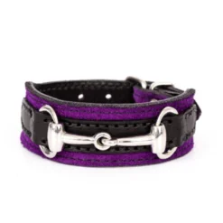 Perri's Padded Bit Bracelet -Farm housse 120 Perris Padded.Bit .Bracelet Purple.Blk .Leath Silver.Bit Front