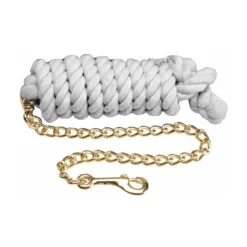 Cotton Lead Rope With Brass Plated Chain And Snap 17 Cotton Lead Rope With Brass Plated Chain And Snap -Farm housse 1307 Jacks Cotton.Lead White