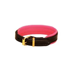 Tory Leather Padded Bracelets -Farm housse 1804 Tory.Leather Padded.Bracelet.W.Brass .Buckle Blk.Pink