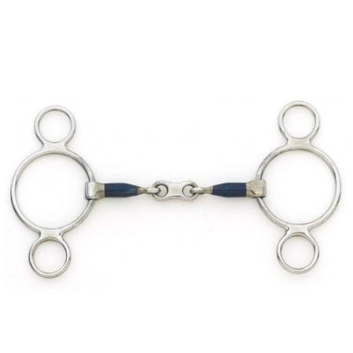 Centaur Blue Steel 2 Ring French Link Gag Bit 3 Centaur Blue Steel 2 Ring French Link Gag Bit