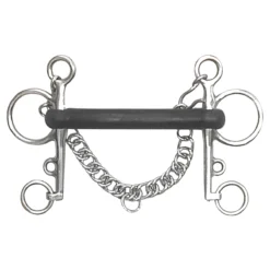 Centaur Stainless Steel Hard Rubber Mullen Mouth Pelham Bit