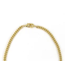 V2 Designs Gold Tone Flat Cuban Link Stirrup Necklace -Farm housse 7af8c5a454407e62c41d78a13172ebd2