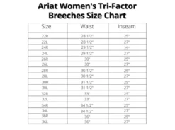 Ariat Women's Tri Factor Grip Full Seat Breeches - Seasonal Colors 24 Ariat Women's Tri Factor Grip Full Seat Breeches - Seasonal Colors -Farm housse Ariat Trifactor Sizechart 5b8876fd db0f 464a 87f0 4348a8f49bff