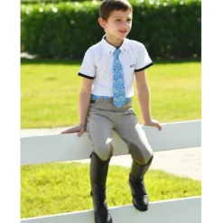 Belle & Bow Equestrian Boy's Neck Tie -Farm housse BB Boy s.Tie Blue.Pattern.LS