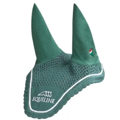Equiline Outline Ear Bonnet With Logo -Farm housse Equiline Outline.Ear .Bonnet Bottle.Green
