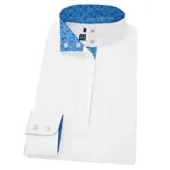 Essex Classics Ladies Cock-a-Doodle-Do Talent Yarn Straight Collar Show Shirt -Farm housse Essex.Classics Straight.Collar ESL35 W1 Blue.Roosters Straight Swatch 00 7e8c1134 cf58 44ca 8172 5dd68f2a04cd