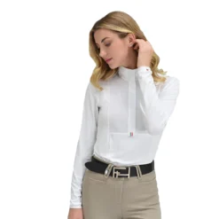 For Horses Women's Aliyah Long Sleeve Show Shirt -Farm housse FHO FHALHYF24MA01 WHT 1