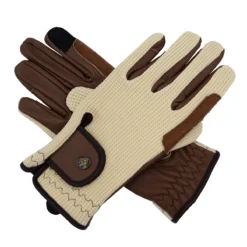 Sixteen Cypress Riding Gloves, Ivory & Cognac