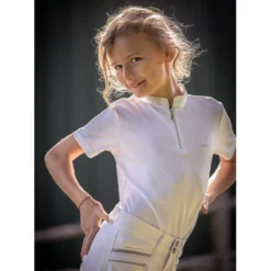 Jump'in Girls Short Sleeve Charlie Competition Polo Shirt -Farm housse Jump.In Girls.Charlie.Polo .Show .Shirt White