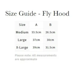 LeMieux Classic Fly Hood -Farm housse LeMieux.Ear .Bonnet.Size .Guide