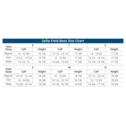 Ovation Ladies Sofia Black Field Boot -Farm housse SofiaFieldBoots SizeChart