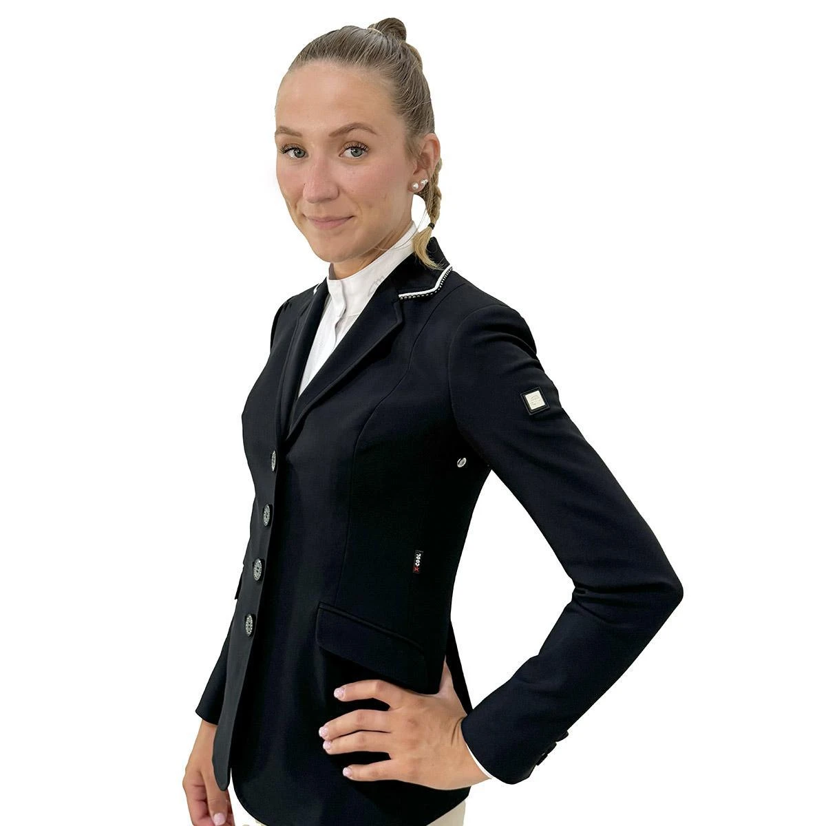 Equiline Farm House Custom Black Gait Show Coat In X-Cool Evo 4 Equiline Farm House Custom Black Gait Show Coat In X-Cool Evo - Image 2