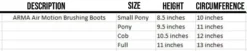 Arma Air Motion Brushing Boots -Farm housse armasbootsizechart