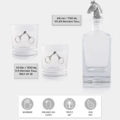 Arthur Court Equestrian Decanter Set With Glasses -Farm housse arthur court equestrian equestrian decanter set with glasses 496h23 32955998830707