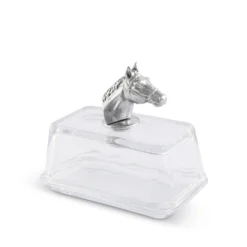 Glass Butter Dish - Horse Head -Farm housse arthur court equestrian glass butter dish horse head 441h23 32638331617395