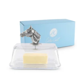 Glass Butter Dish - Horse Head -Farm housse arthur court equestrian glass butter dish horse head 441h23 32638331682931