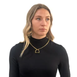 V2 Designs Gold Tone Flat Cuban Link Stirrup Necklace -Farm housse b41a1f671d690065ea05849b74ea7f6c