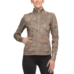 Kastel Long Sleeve Full Zip Taupe Belt Print Scuba Jacket -Farm housse c6061d126bce2b917788f7e3d96ccdac