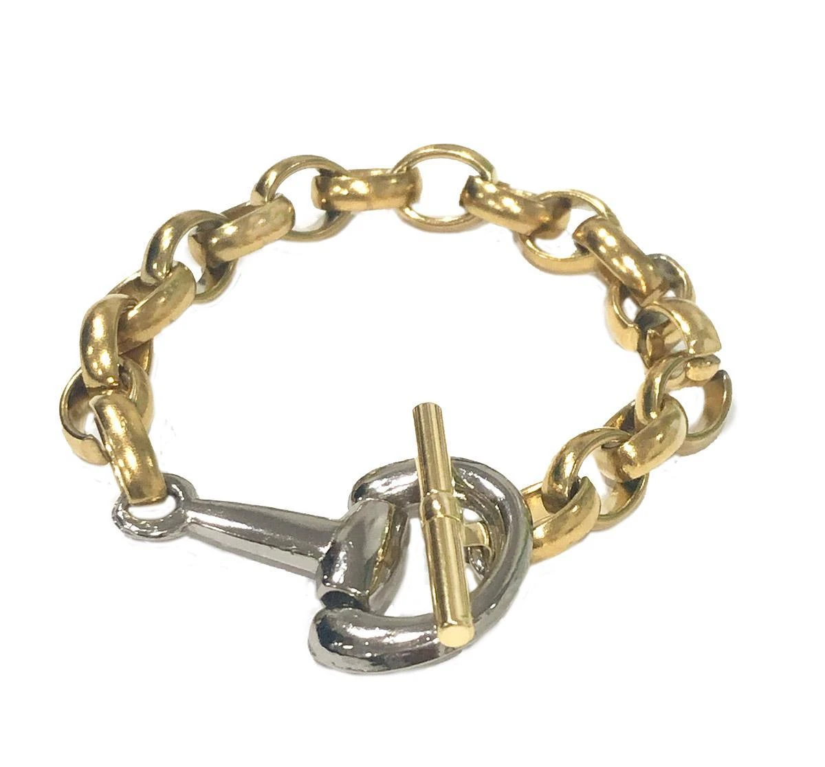 V2 Designs Gold Link Bracelet With Silver Bit 3 V2 Designs Gold Link Bracelet With Silver Bit