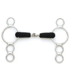 Centaur Stainless Steel Jointed Rubber Mouth 3-Ring Gag Bit