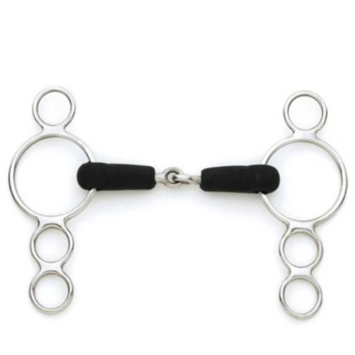 Centaur Stainless Steel Jointed Rubber Mouth 3-Ring Gag Bit 3 Centaur Stainless Steel Jointed Rubber Mouth 3-Ring Gag Bit