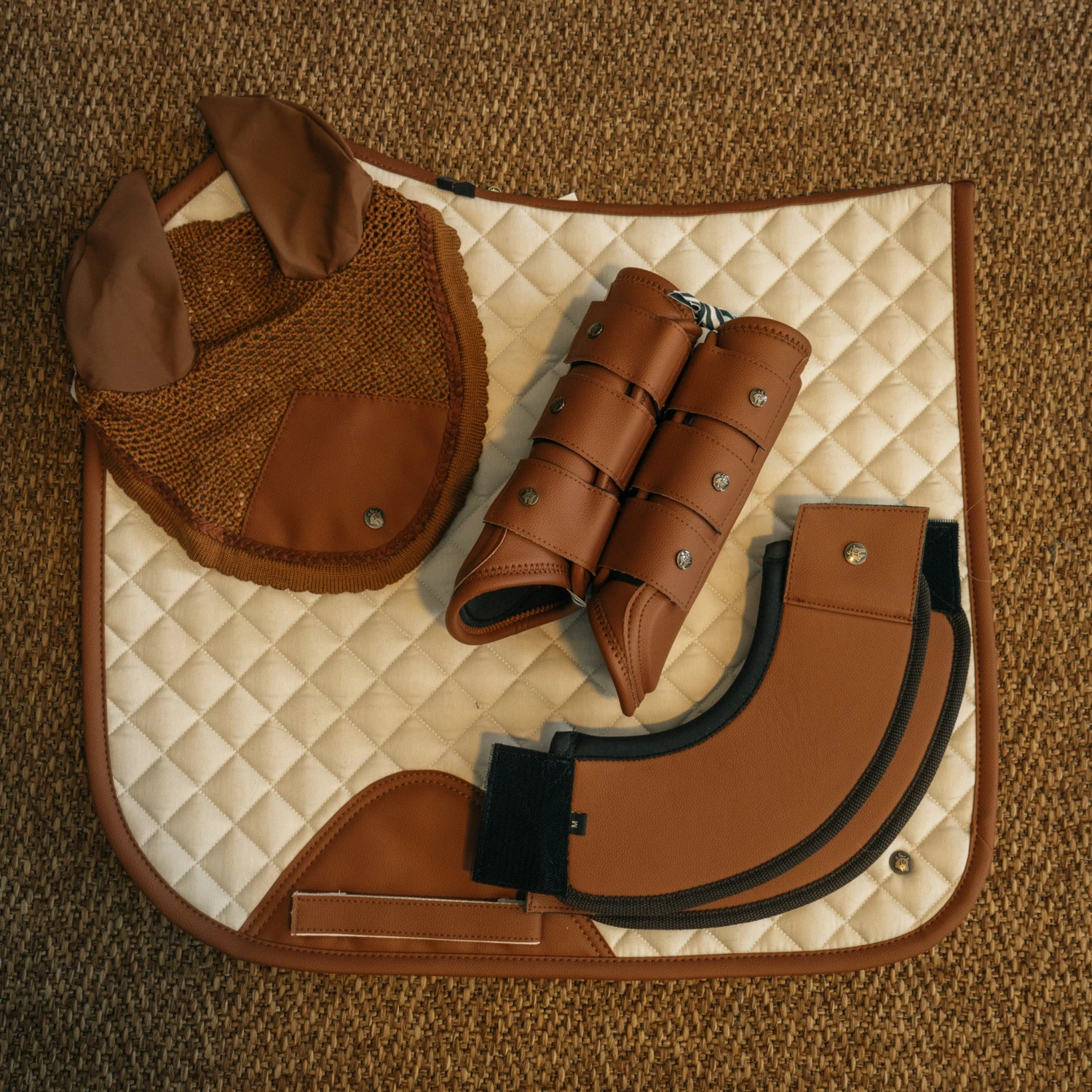 Sixteen Cypress Dressage Pad, Pearl & Cognac 4 Sixteen Cypress Dressage Pad, Pearl & Cognac - Image 2