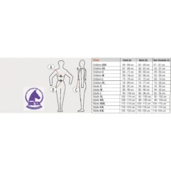 USG Flexi Motion Children's Body Protector Vest -Farm housse usgflexisizechart2